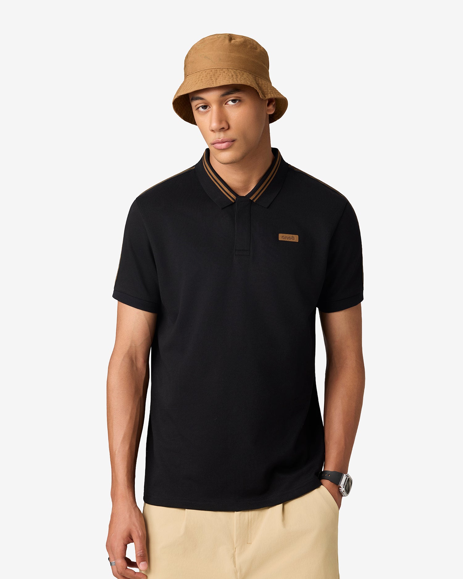 Seam Stitch Polo Black