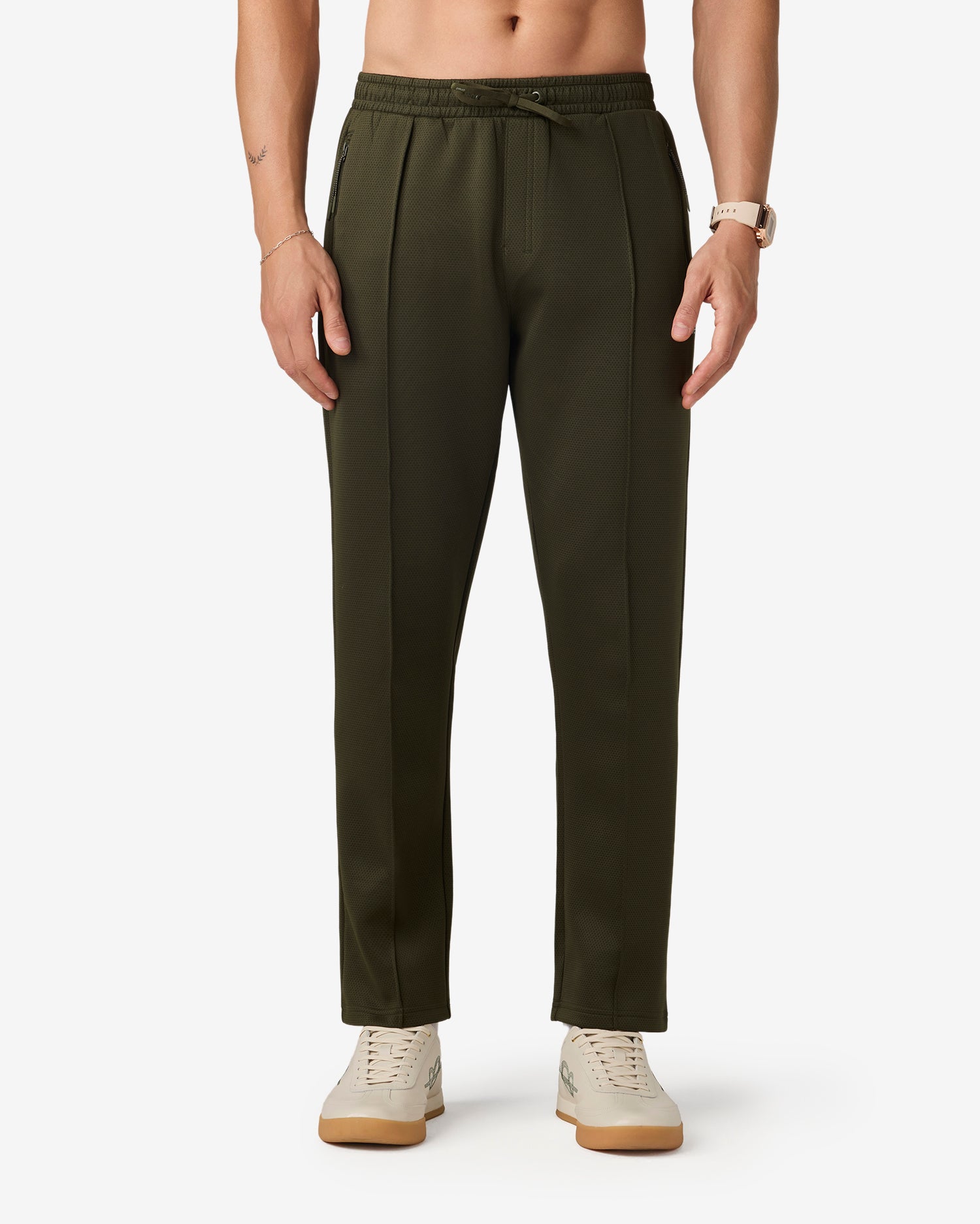 Pin Tuck Track Pants - Green