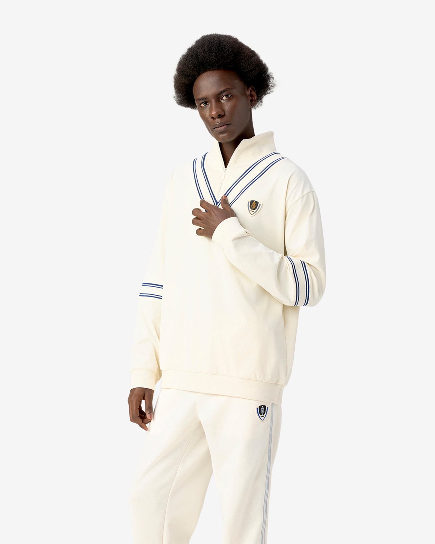 Cricket Ribbed Collar Sweatshirt - White – one8