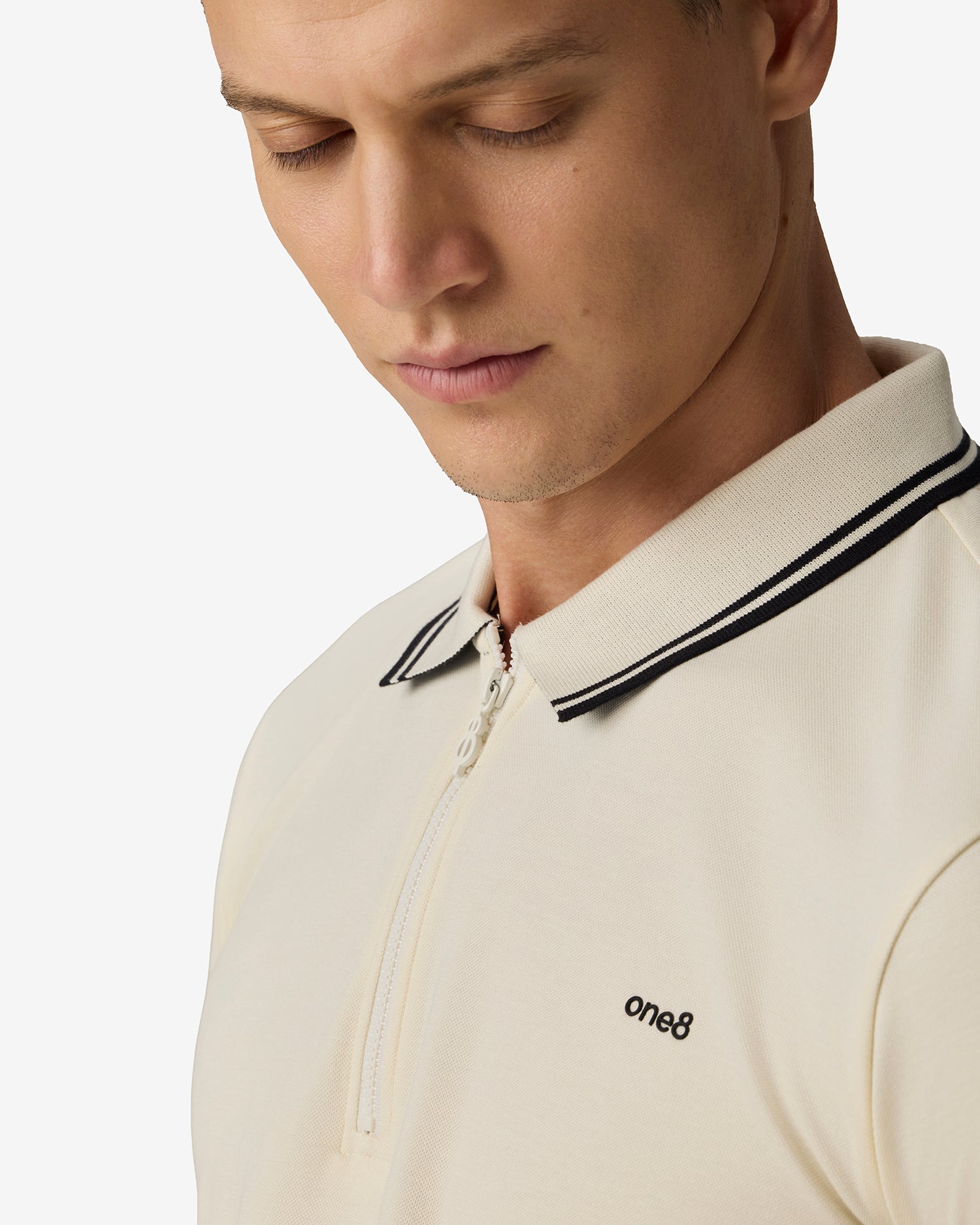 Half Zip Athletic Polo White