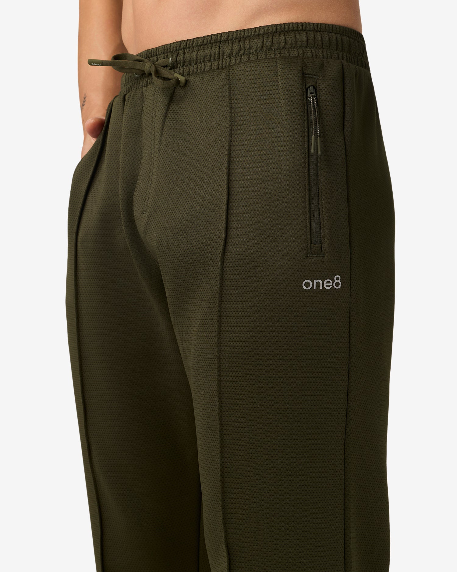 Pin Tuck Track Pants - Green