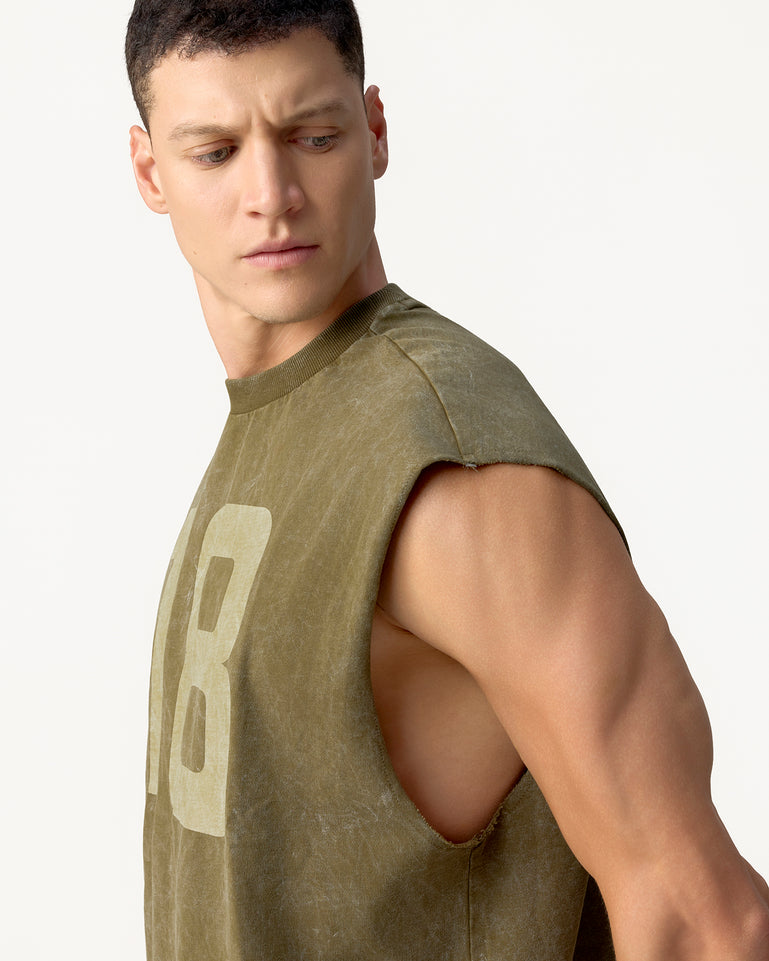one8 Washed Tank Tee - Green
