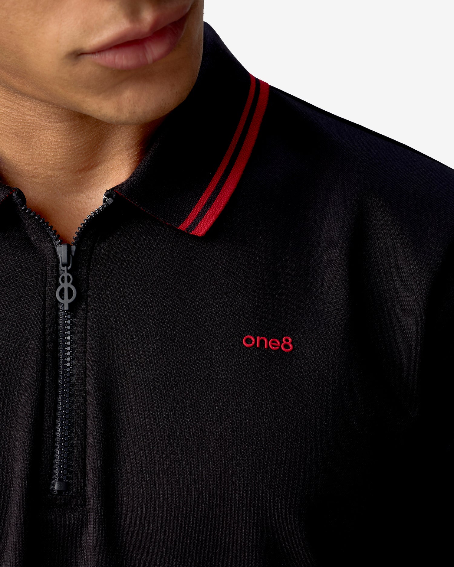 Half Zip Athletic Polo Black