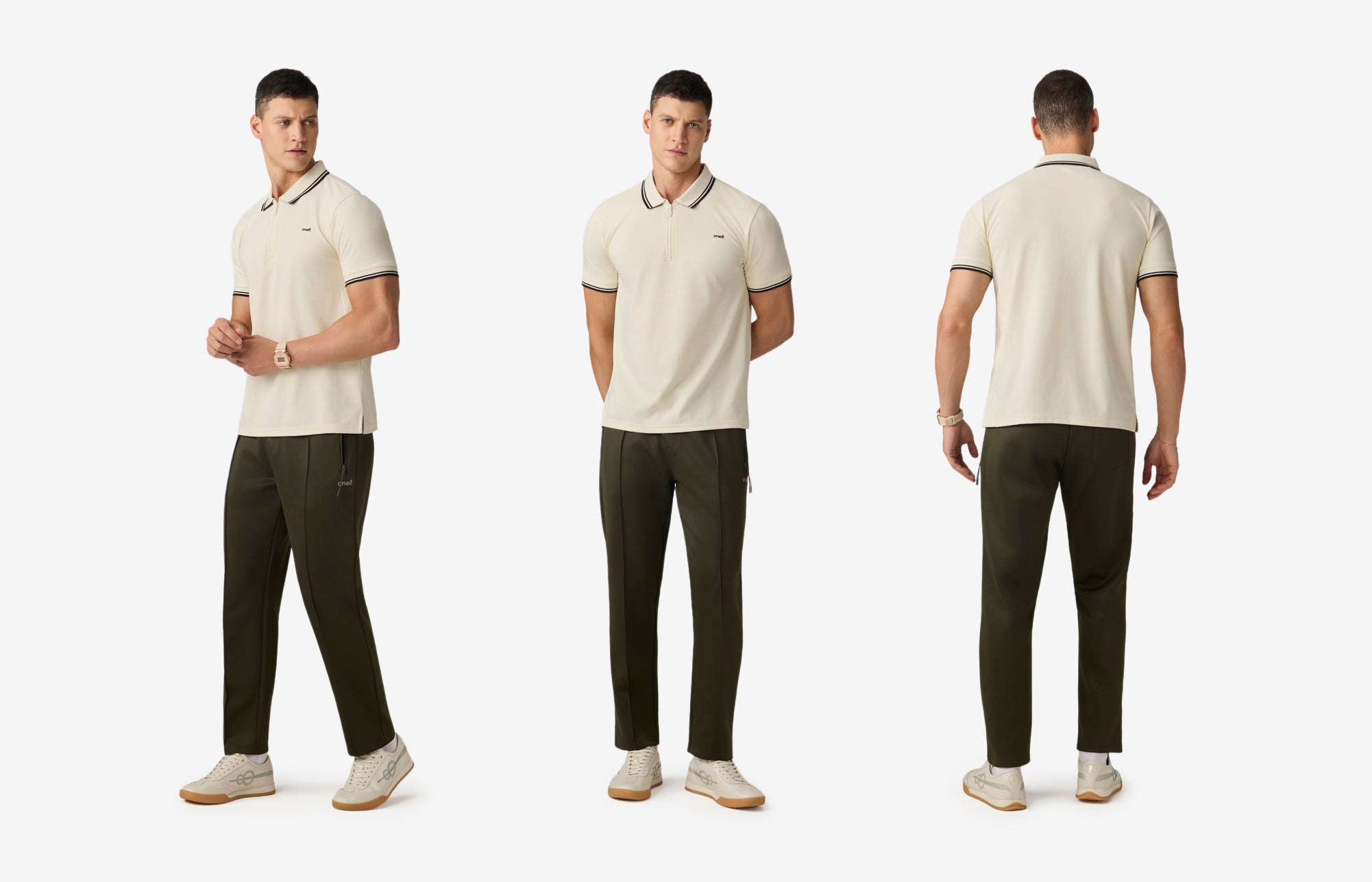 Half Zip Athletic Polo White