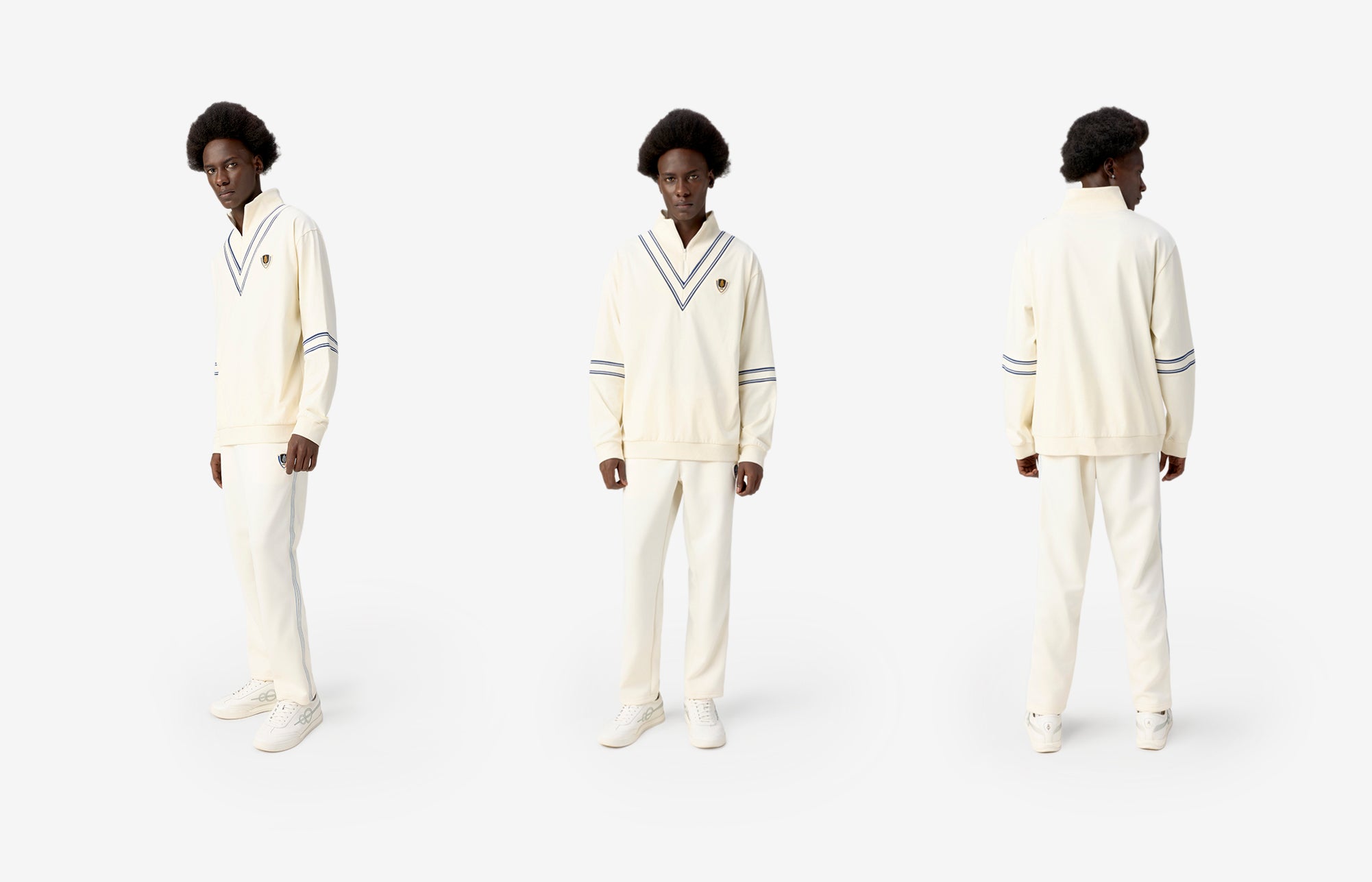 Cricket Ribbed Collar Sweatshirt - White