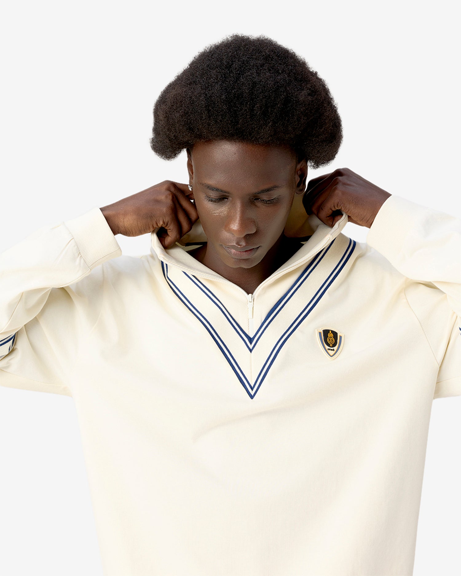 Cricket Ribbed Collar Sweatshirt - White – one8