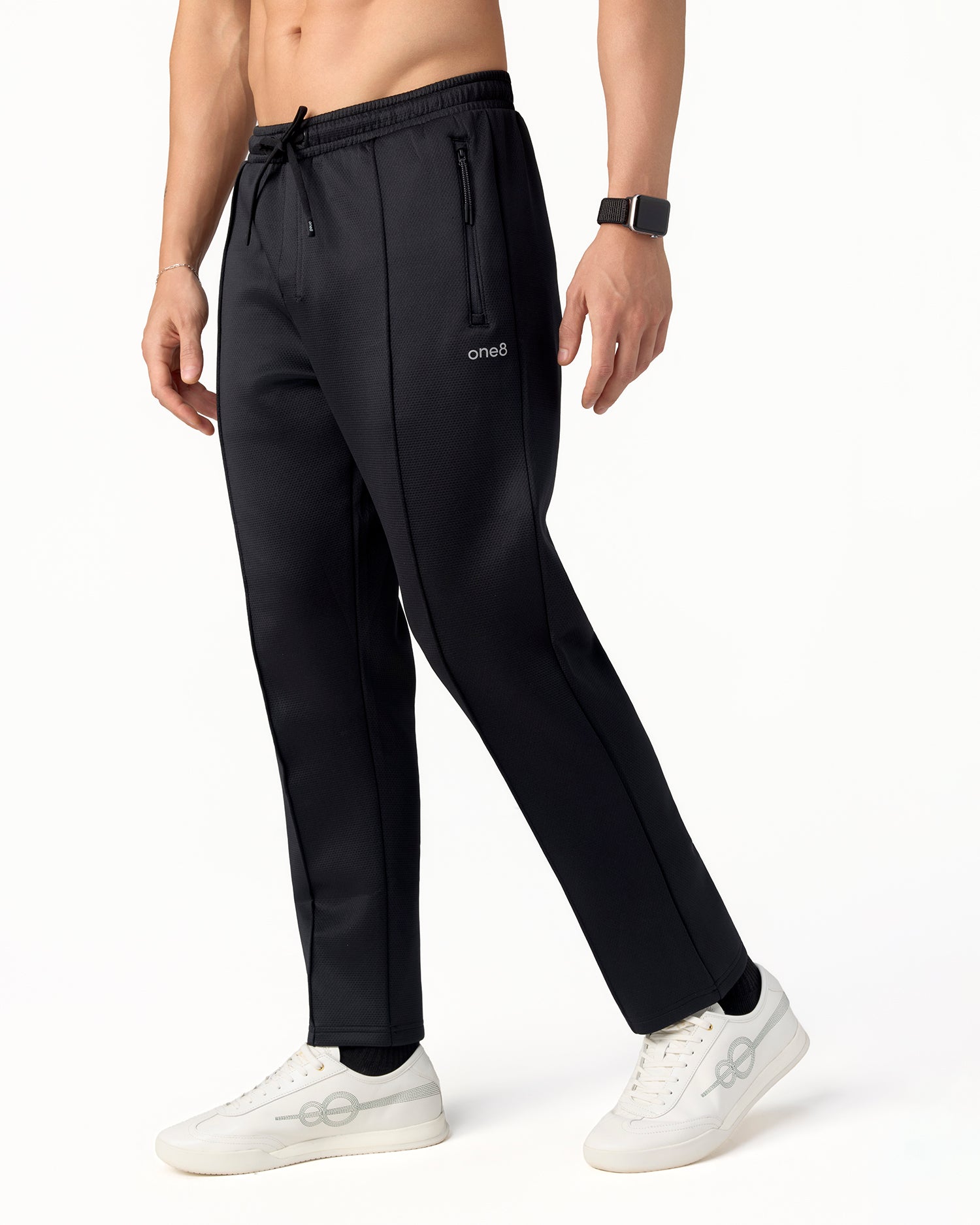 Pin Tuck Track Pants - Black