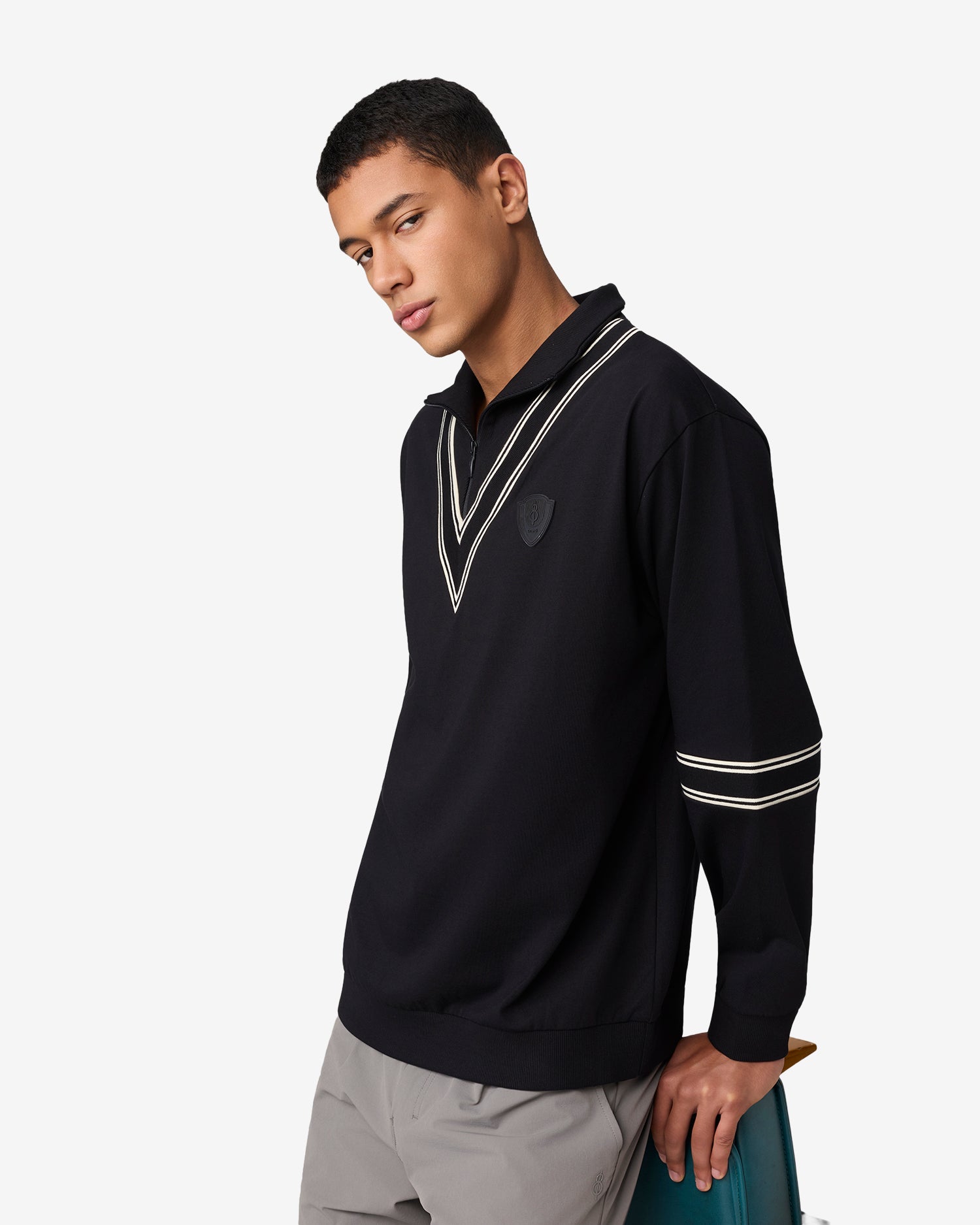 Cricket Ribbed Collar Sweatshirt - Black
