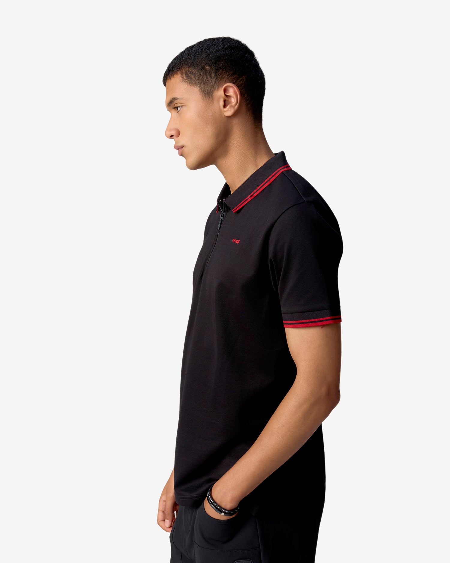 Half Zip Athletic Polo Black