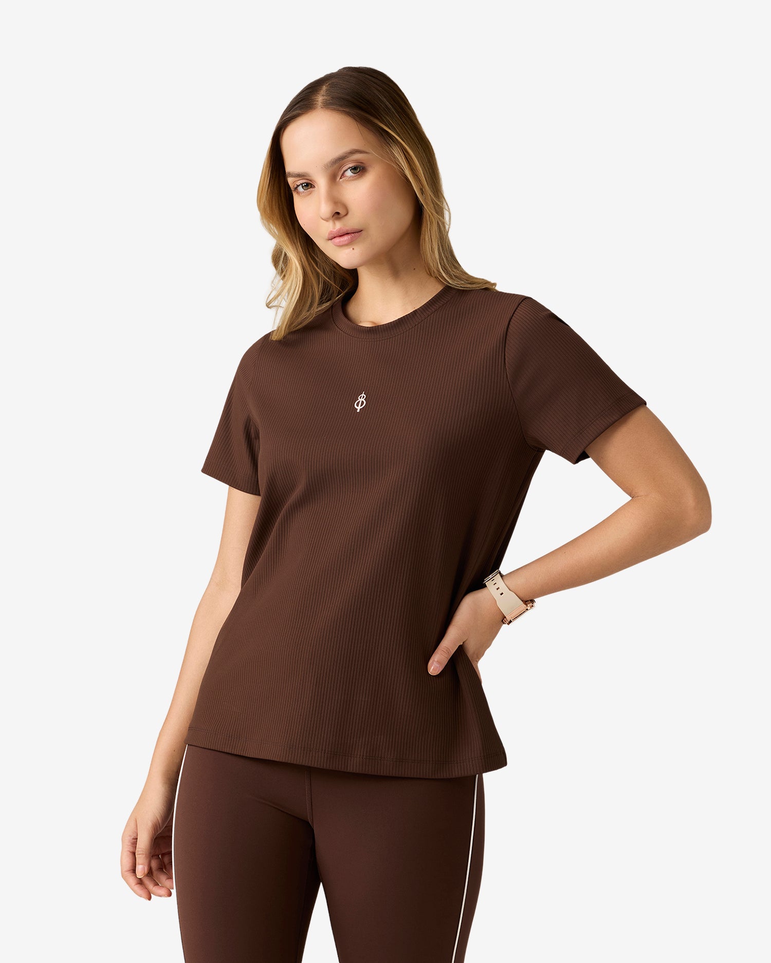 Essentials Ribbed Tee - Brown