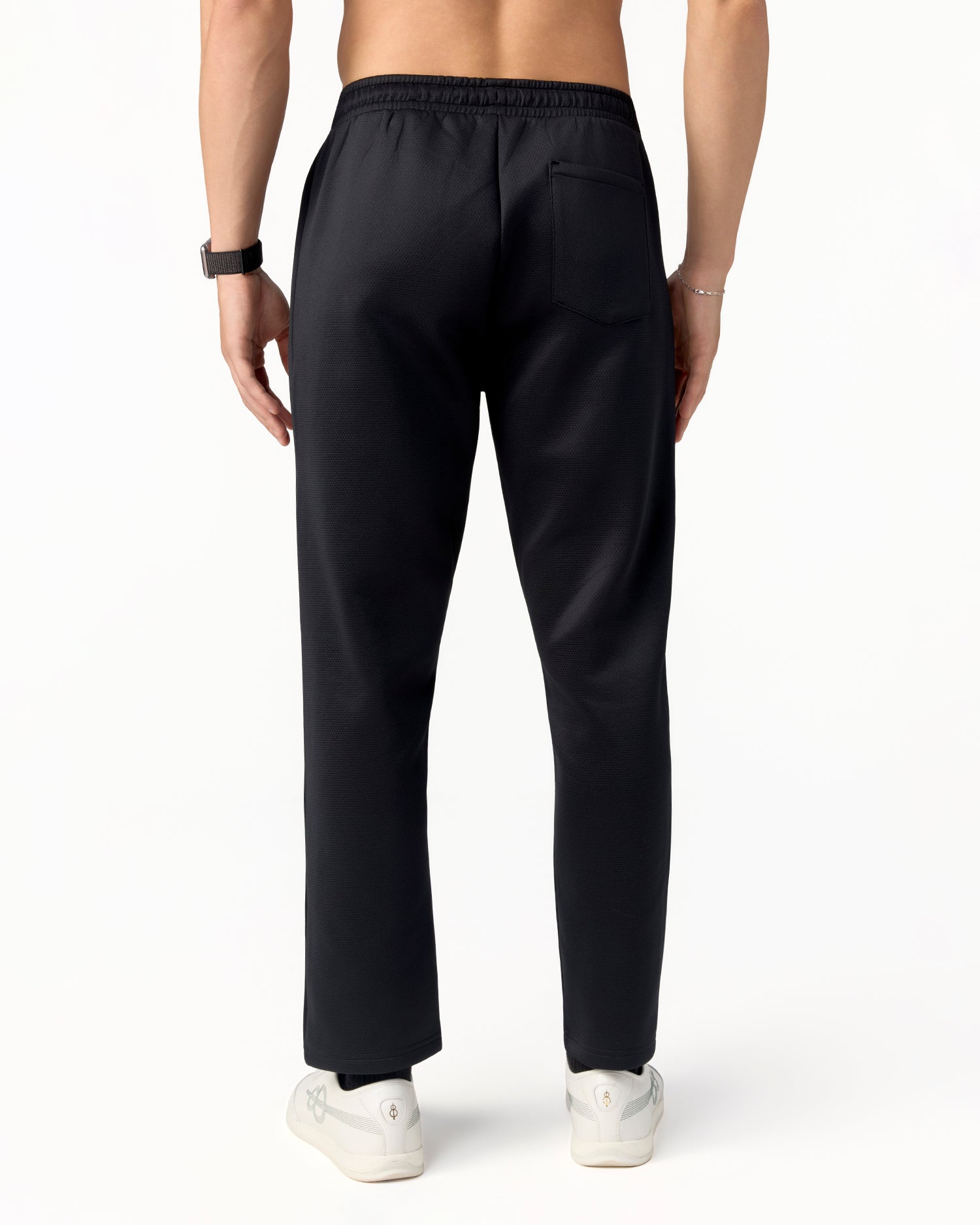 Pin Tuck Track Pants - Black