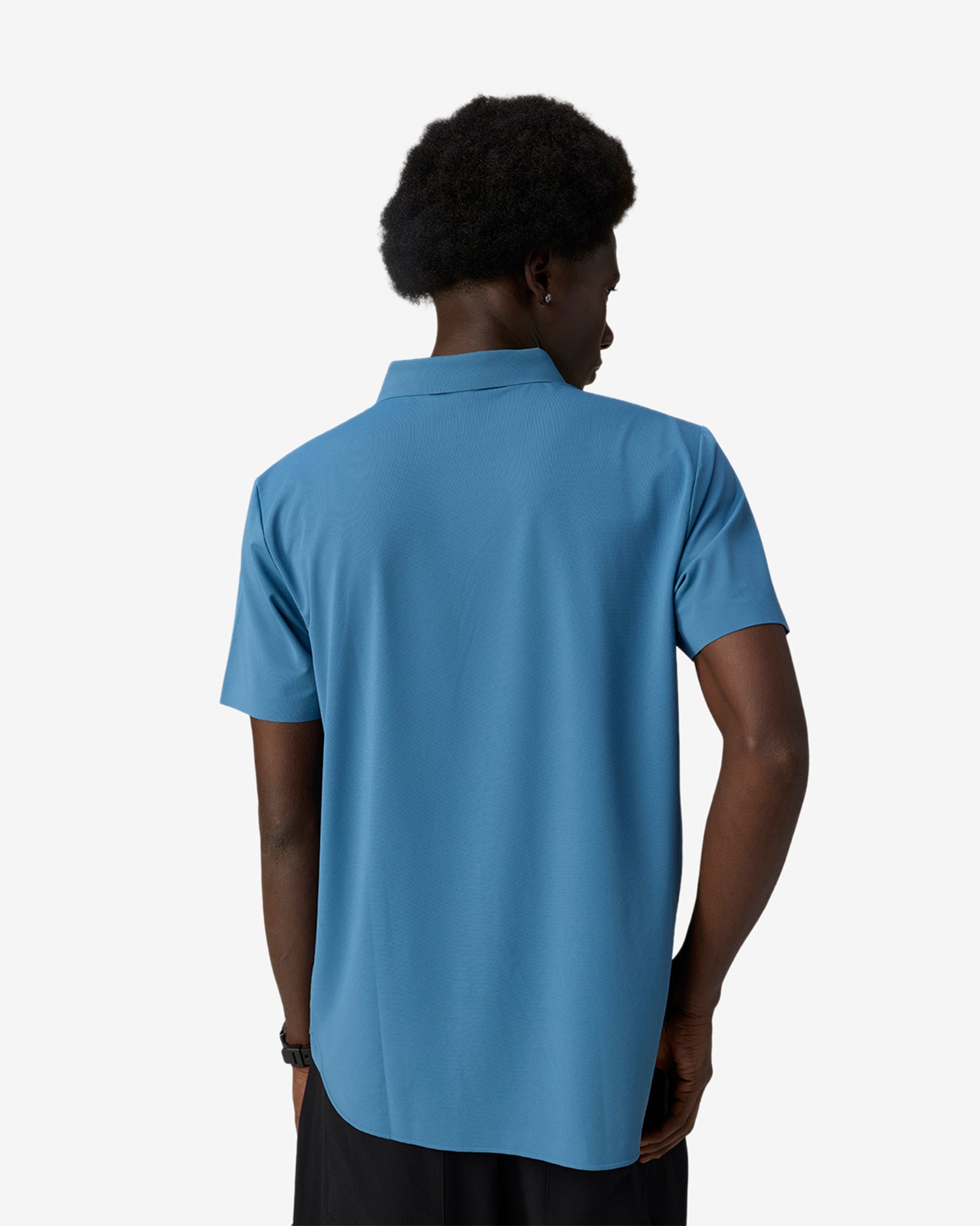 Pin High Placket Cut Polo - Blue