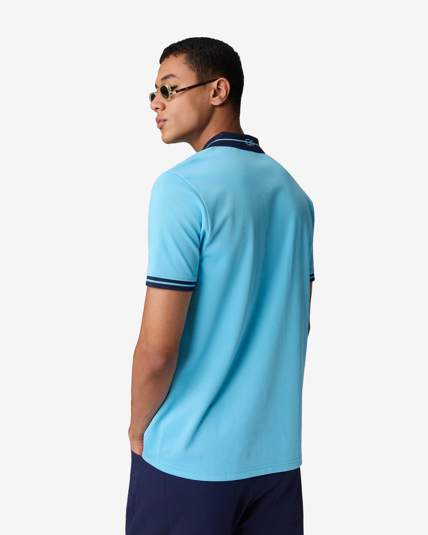 Jacquard Collar Polo - Blue