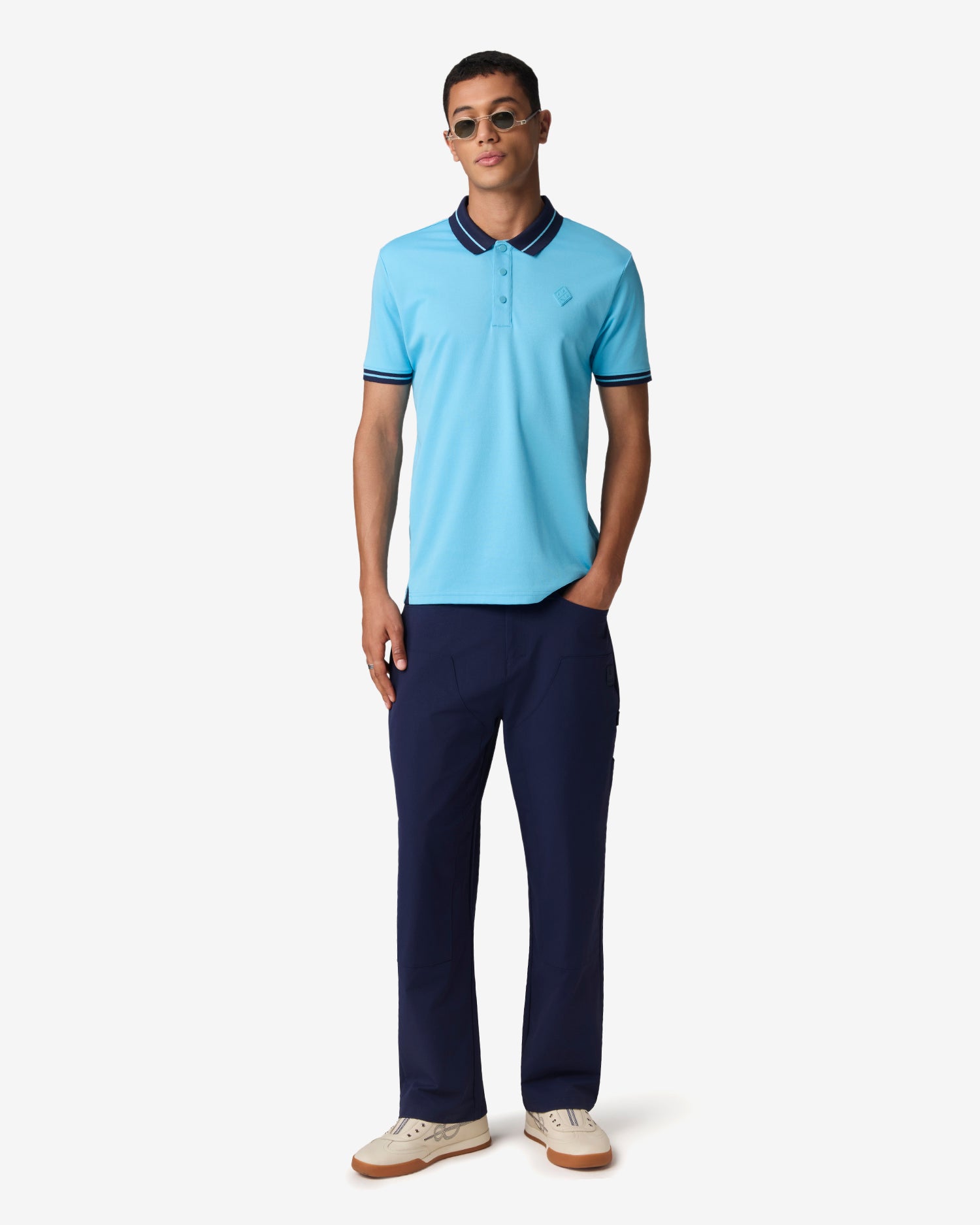 Jacquard Collar Polo - Blue