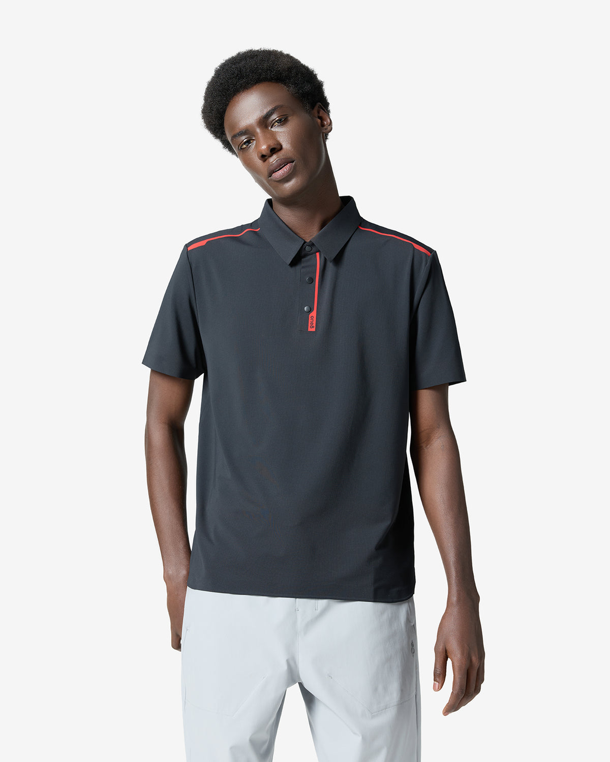 Pin High Placket Cut Polo - Black