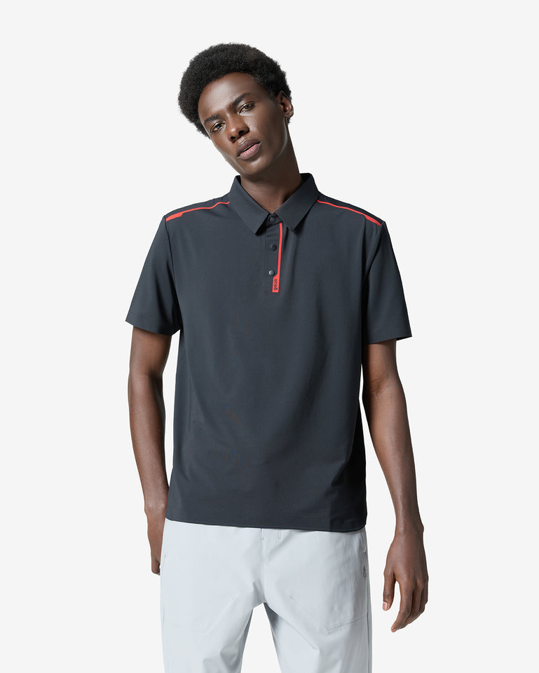 Pin High Placket Cut Polo - Black