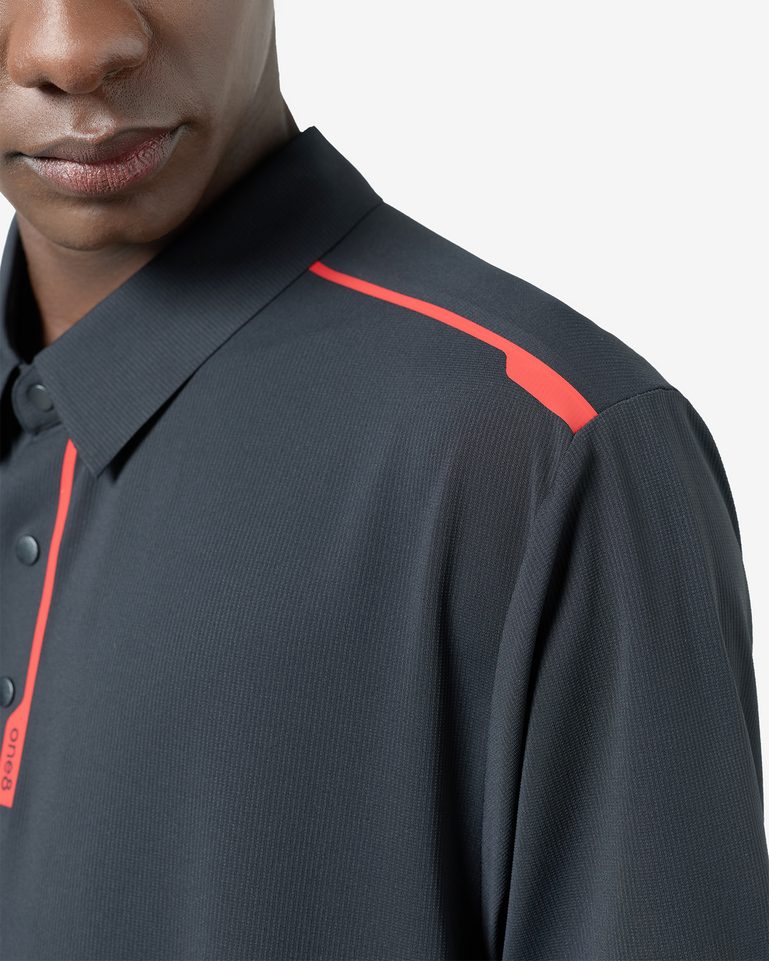 Pin High Placket Cut Polo - Black