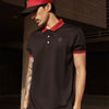 Jacquard Collar Polo Black