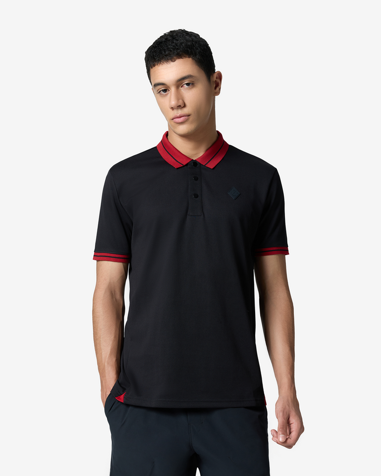 Jacquard Collar Polo - Black