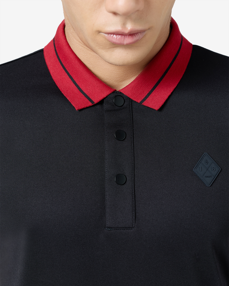 Jacquard Collar Polo - Black