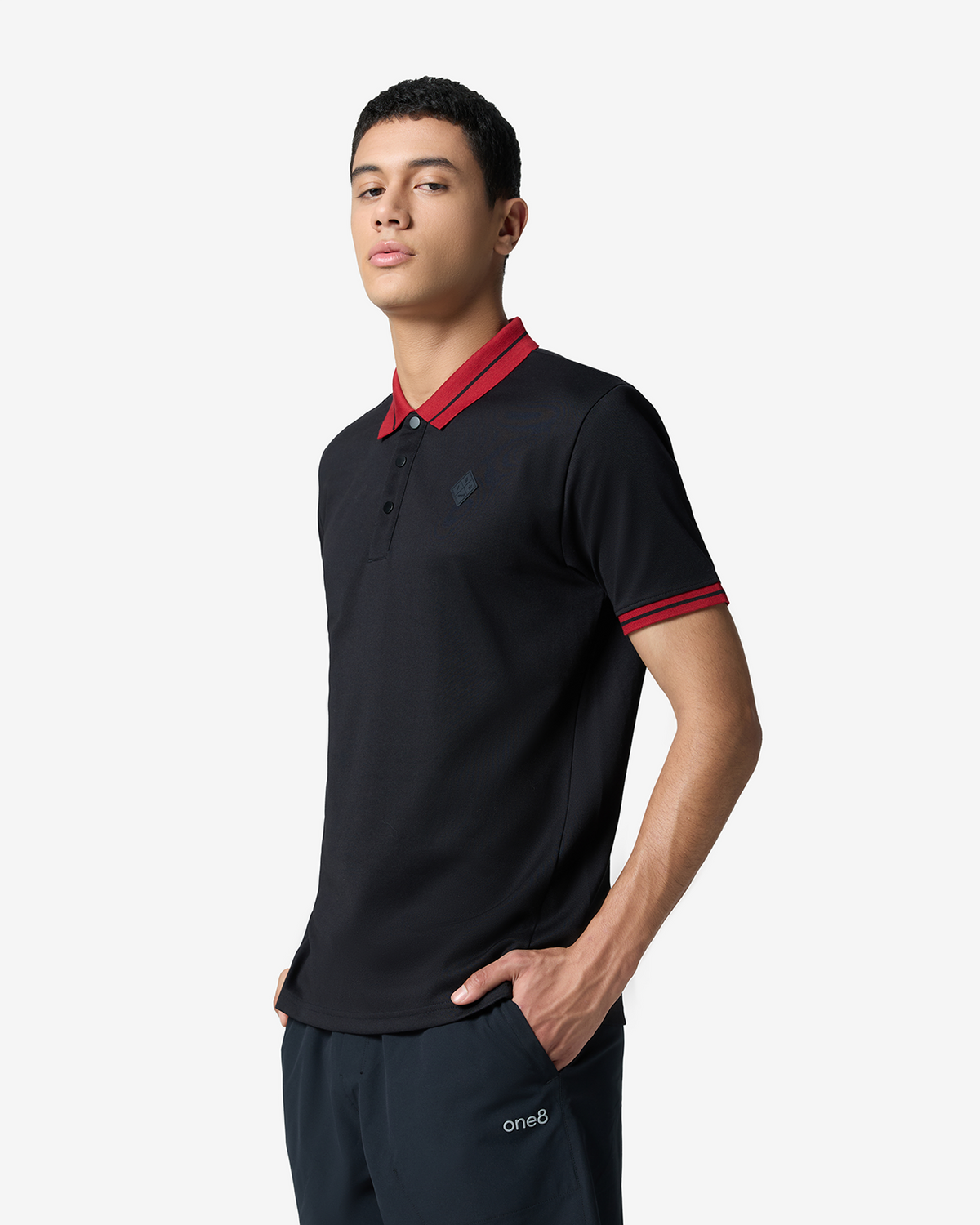 Jacquard Collar Polo - Black