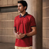 Jacquard Collar Polo Red
