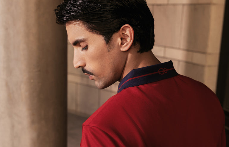 Jacquard Collar Polo Red