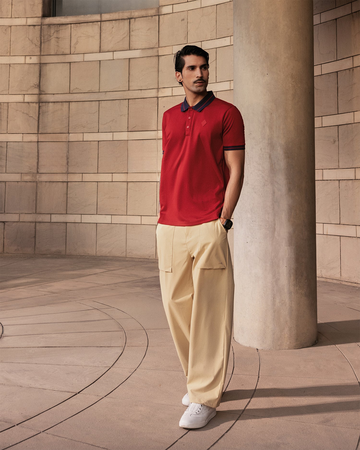Jacquard Collar Polo Red