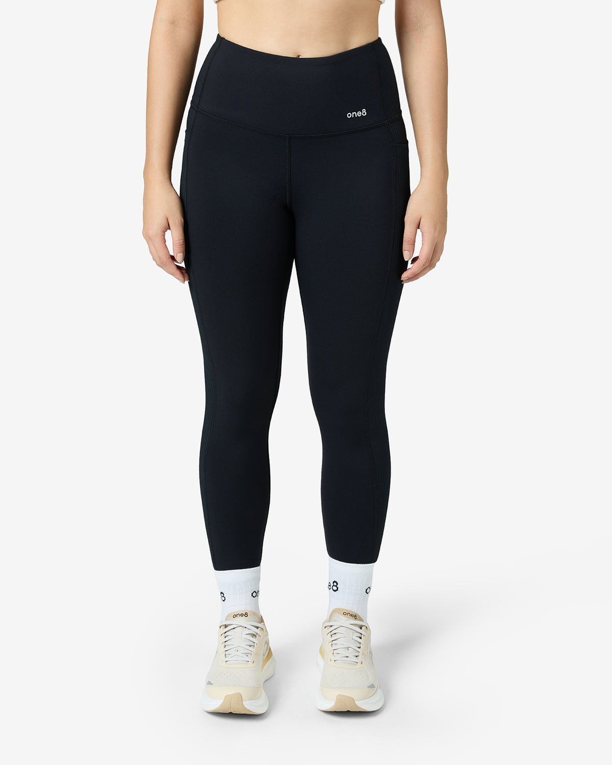 Essentials Panelled Ribbed Leggings - Black