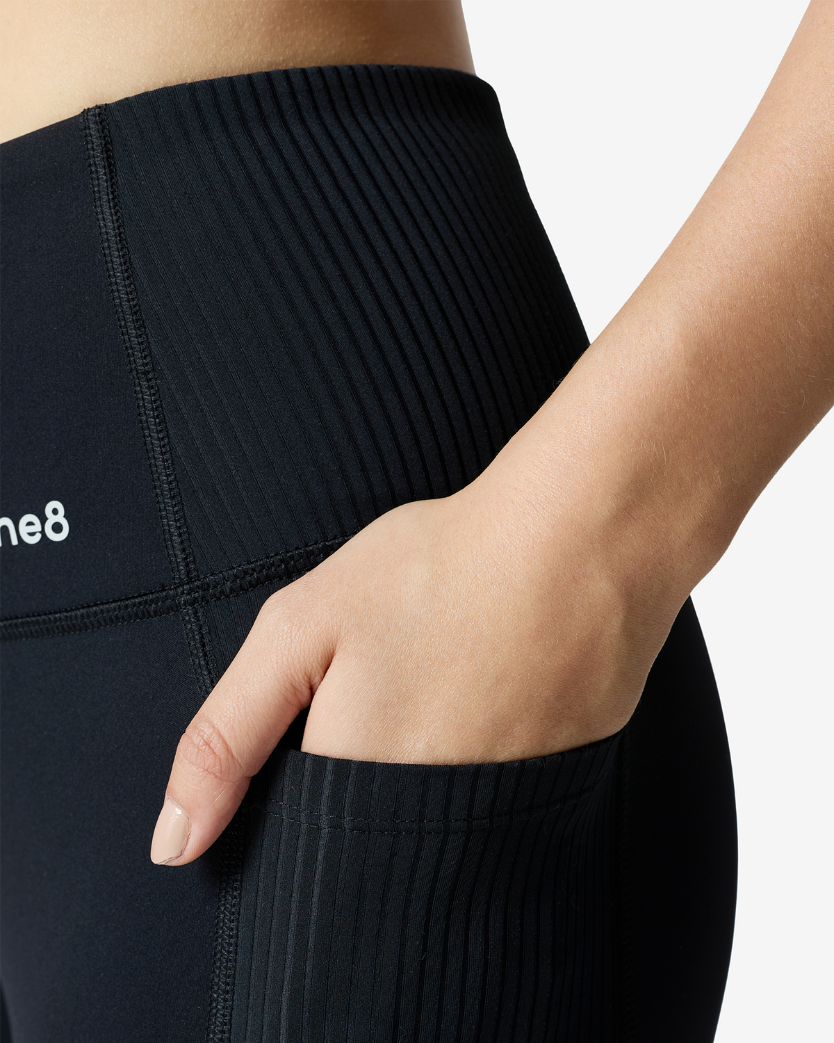 Essentials Panelled Ribbed Leggings - Black