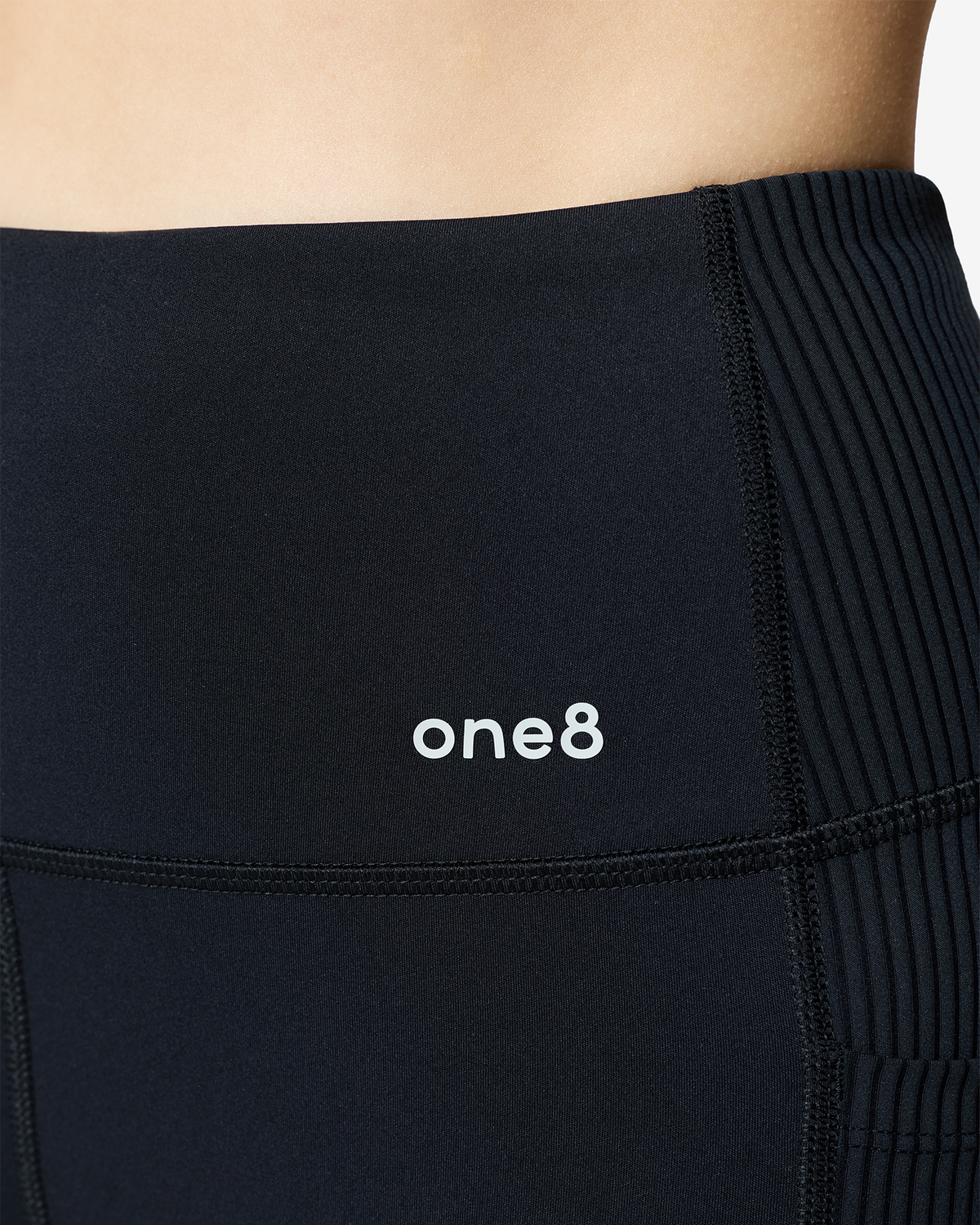 Essentials Panelled Ribbed Leggings - Black