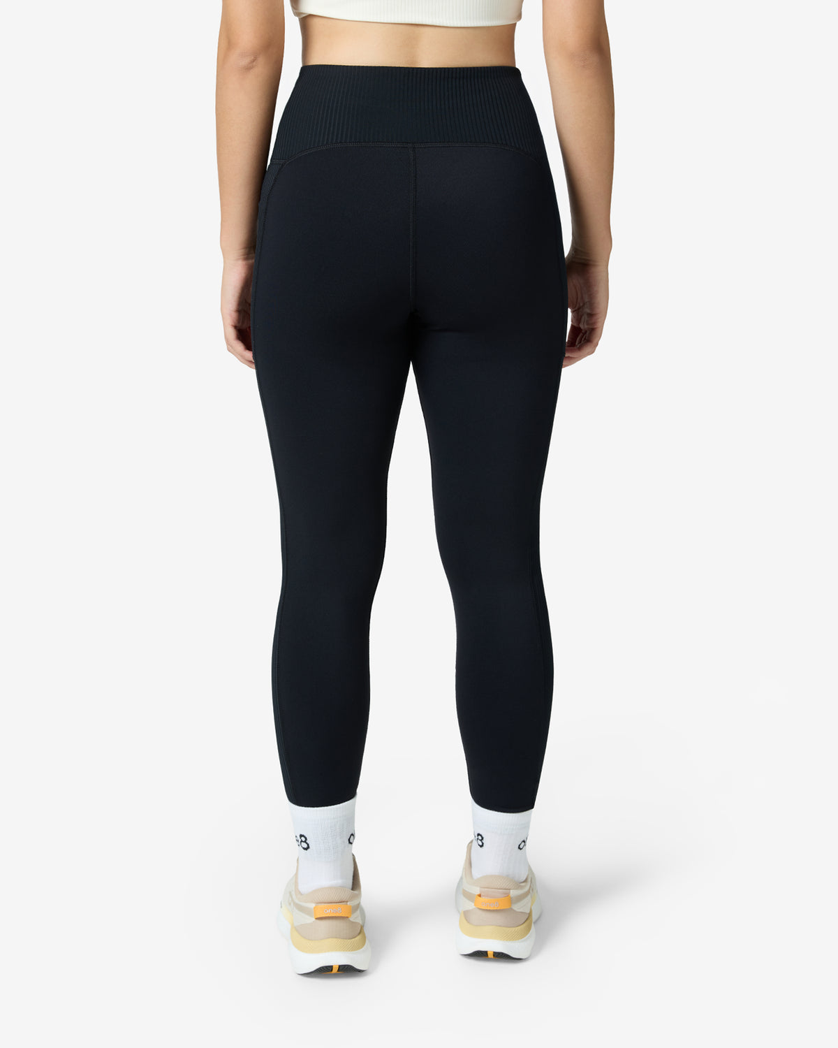 Essentials Panelled Ribbed Leggings - Black