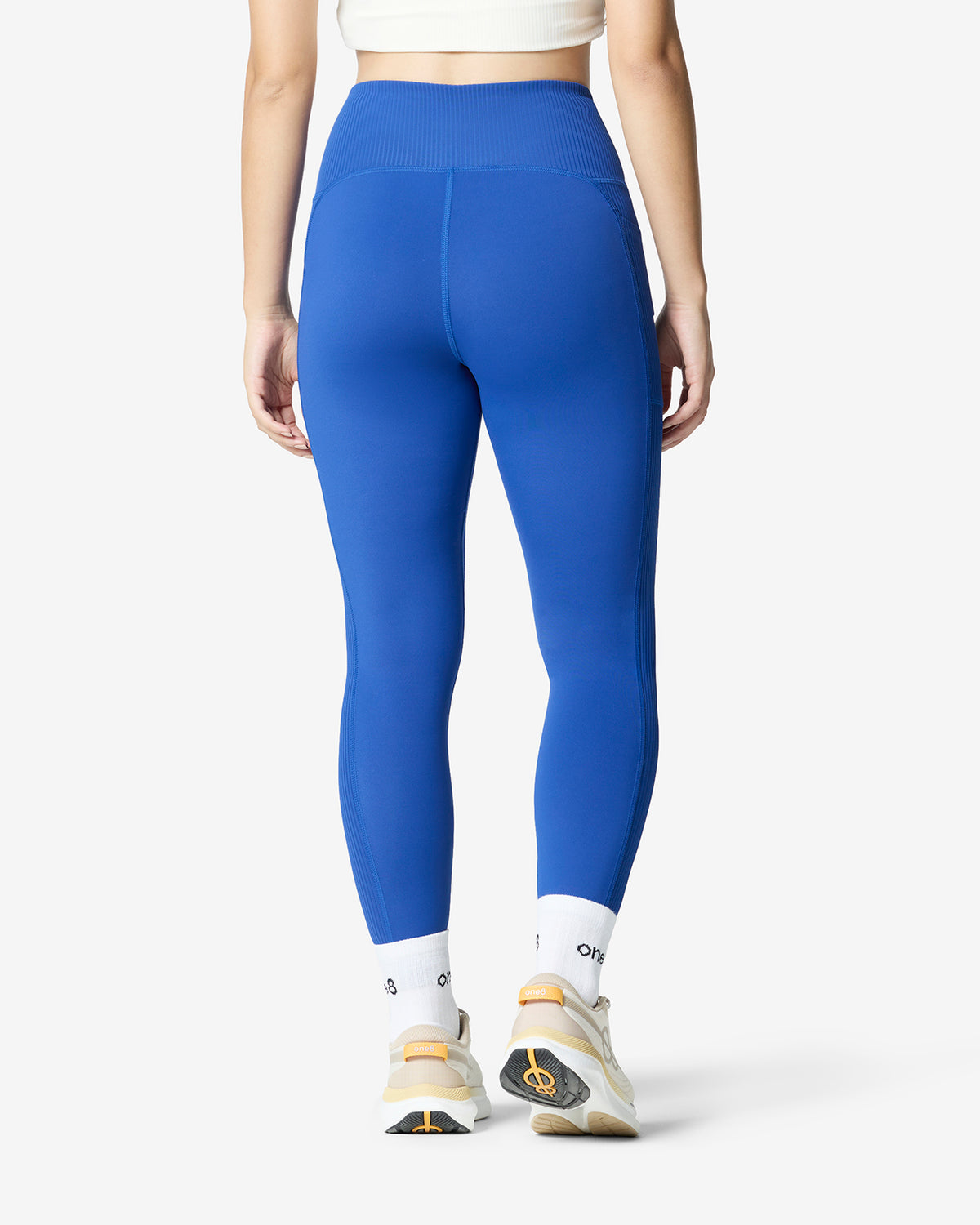 Essentials Panelled Ribbed Leggings - Blue