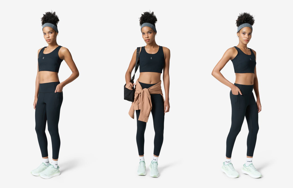Essentials All Over Ribbed Leggings - Black