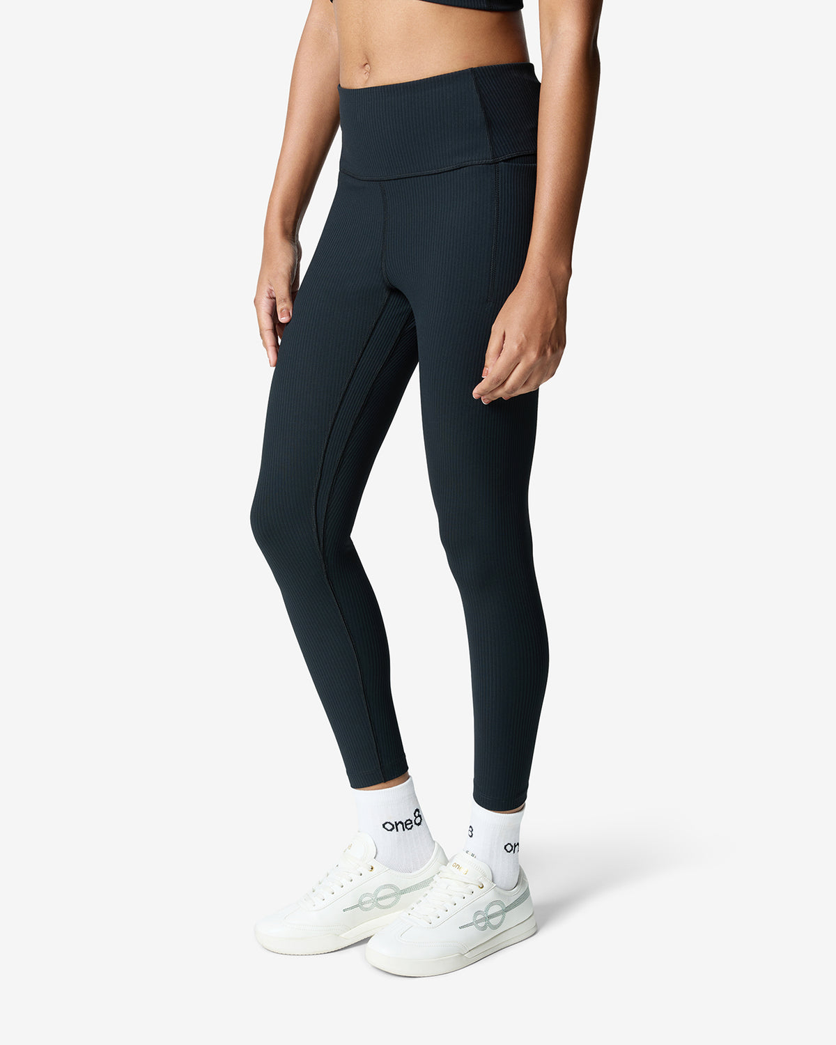 Essentials All Over Ribbed Leggings - Black