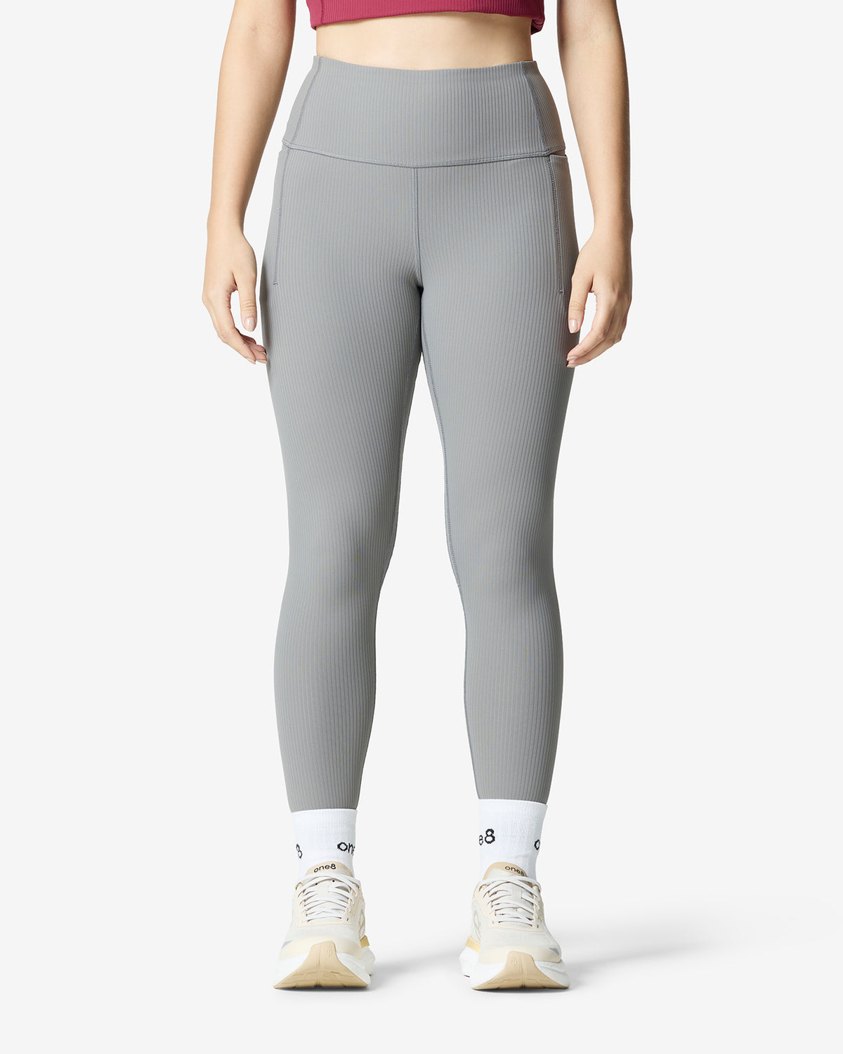Essentials All Over Ribbed Leggings - Grey