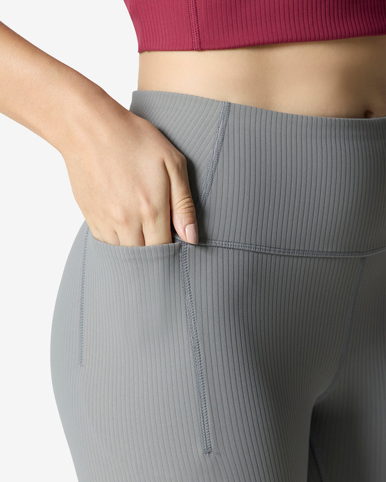 Essentials All Over Ribbed Leggings - Grey