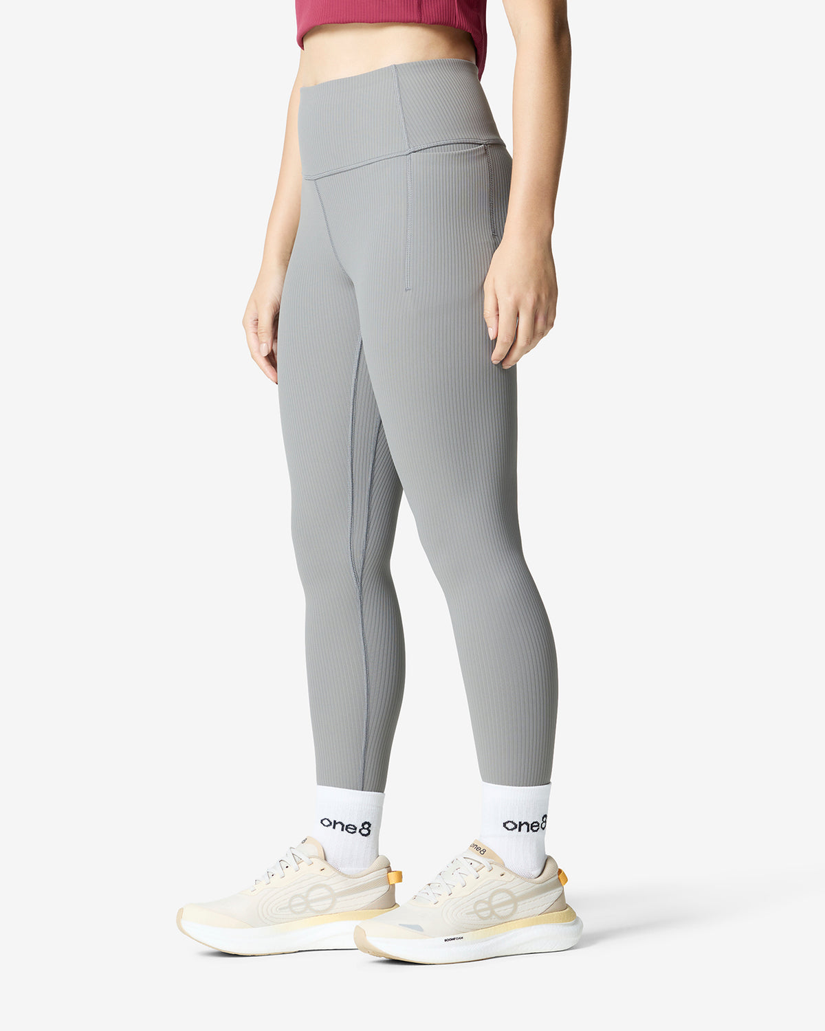 Essentials All Over Ribbed Leggings - Grey