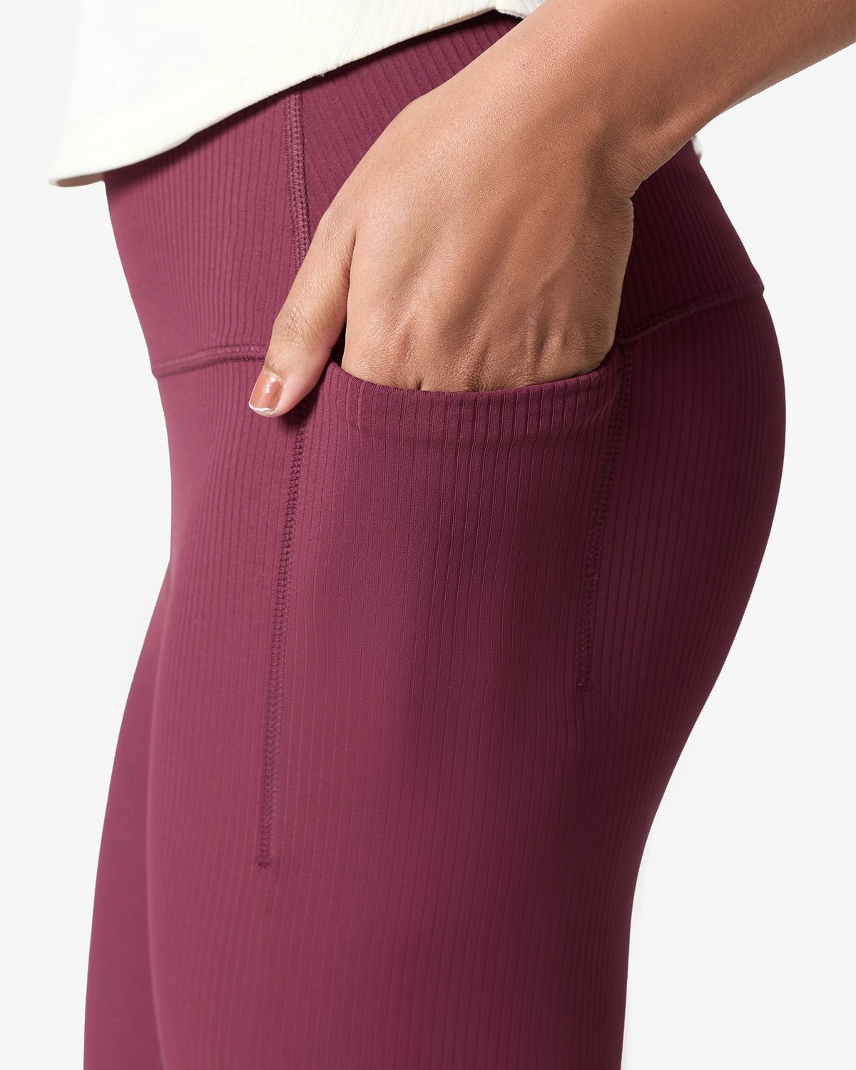 Essentials All Over Ribbed Leggings - Maroon