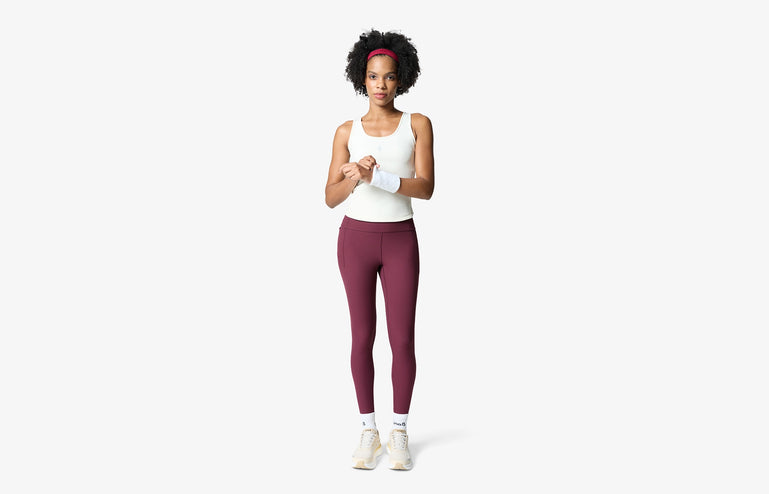 Essentials All Over Ribbed Leggings - Maroon