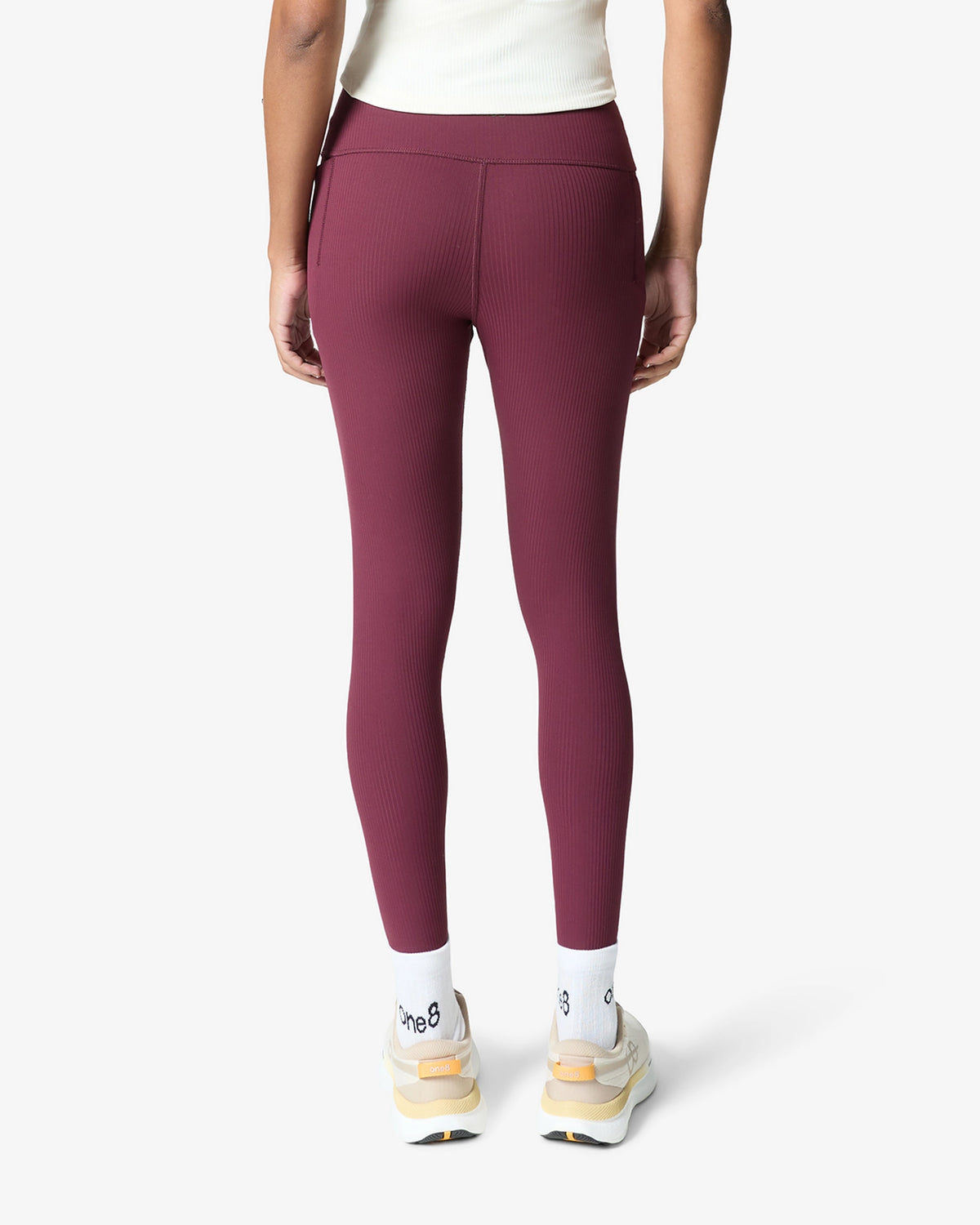 Essentials All Over Ribbed Leggings - Maroon